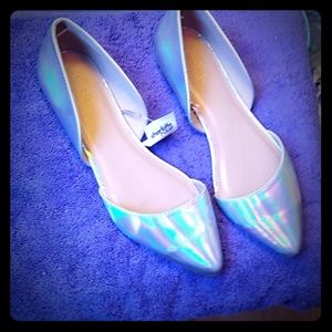 holographic shoes flats pointy toe new